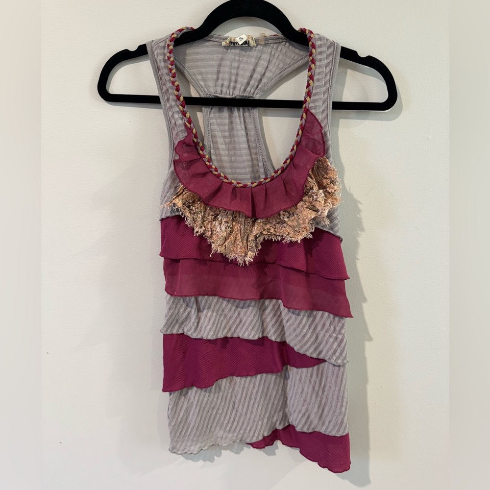Lulumari Gray and Pink Layered Tank Top